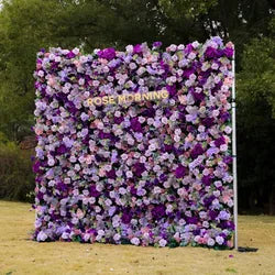 Wedding Party Event Decor  Flower Wall Panel  3D Roll up Fabric Cloth Artificial Silk Rose Flower Wall Backdrop - 1*1m   20