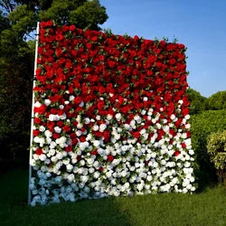 Wholesale Cloth Base Artificial Rose Flower Wall Background Wedding Decoration Sign-in Flower Row for Reception Flower Wall - 1*1m(3.28*3.28ft) / blue pink 4
