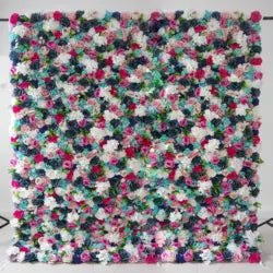 Custom 3D White Plastic Fabric Handmade Artificial Rose Flower Wall Wedding Mother's Day Background Decoration - CB-037 / 40*60cm(15.75*23.62in)