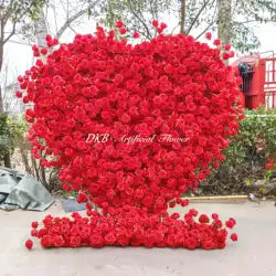 Wholesale Artificial Flower Wall 8ft X 8ft White Roll up Flower Wall Panel Silk Rose Wall Backdrop for Wedding Decoration - customizable / HQ209