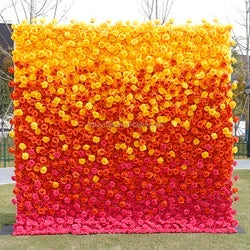 F198 Luxury Restaurant Wall Backdrop Decor Burgundy Flower Mat Artificial 3D 5D Red Faux Silk Rose Flower Wall for Wedding Event - 8ft x 8ft , 4ft x 8ft , 10ft x 8ft , or Custom / 96