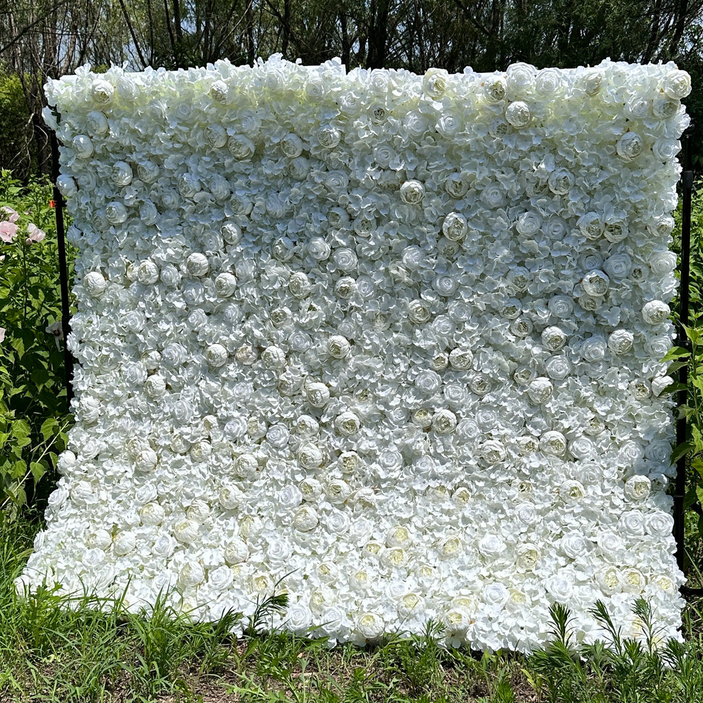 MYFW High-quality Customized 5D 3D Flower Wall Backdrop Silk Artificial Decorative Flower Wall Pink Wedding Rose Wall Penels