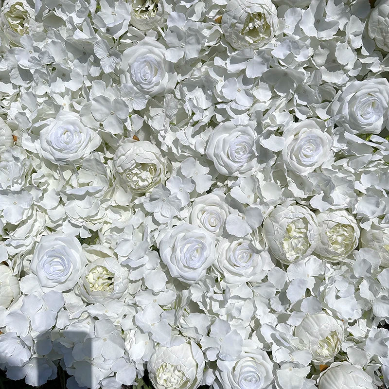QYY Customized 3D Effects Mix Plant Flower Wall Mats Artificial Flowers Wall Rose Panel Decoration