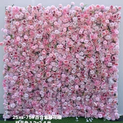 Handmade Artificial Pink Lily Rose Flower Wall Popular Photo-Taking Background Wedding Shopping Mall Window Decoration Wall