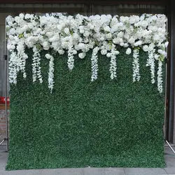 Ultra-realistic Customization Artificial Flower Wall 3D Red Rose Backdrop Silk Fabric Rollable Type - White-1