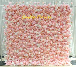 O-W011 8ft X 8ft  Roll up Cloth Flower Wall Backdrop Events Wedding Decor Artificial Flowers Wall Silk Rose Wall Flower Decor - 60cm x 40cm,8ft *8ft, 10ft*10ft / #039