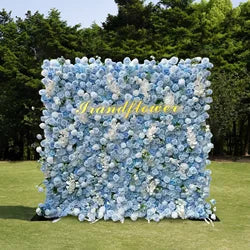 8x8 ft Silk Flower Wall Panel Square Artificial Floral Backdrop for Wedding Hotel Banquet Event Decoration - 8ft*8ft / White 27
