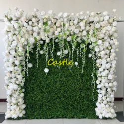 O-W011 8ft X 8ft  Roll up Cloth Flower Wall Backdrop Events Wedding Decor Artificial Flowers Wall Silk Rose Wall Flower Decor - 60cm x 40cm,8ft *8ft, 10ft*10ft / #051