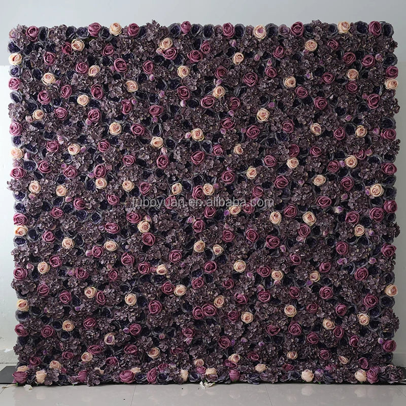 Factory Wholesale Artificial Rose Flower Wall Panel Custom Color Wedding Artificial Flower Wall for Event Photo Booth Decoration
