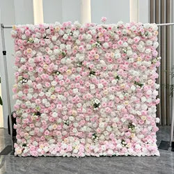 High-End Pink Fabric-Backed Artificial Flower Wall | Wedding Backdrop & Photography Background for Bridal Decoration