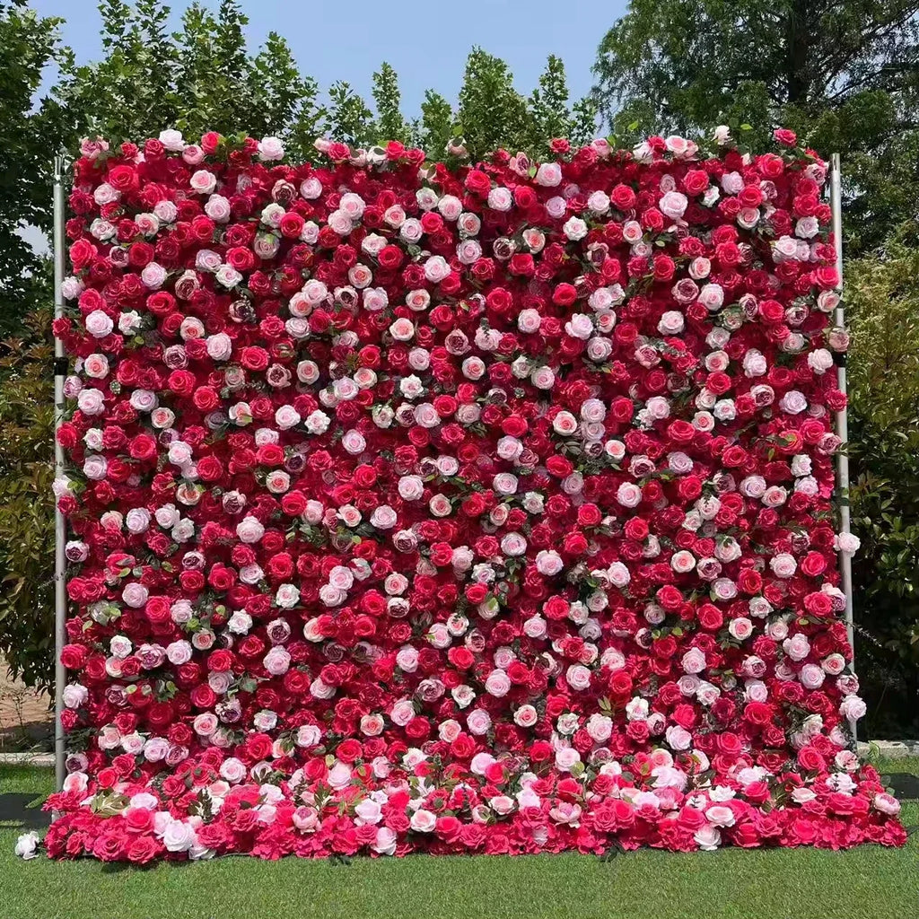 Custom Size Elegant Silk Artificial Floral Backdrop Wall Rose Flower Wall for Wedding Valentine's Day Christmas Party Event