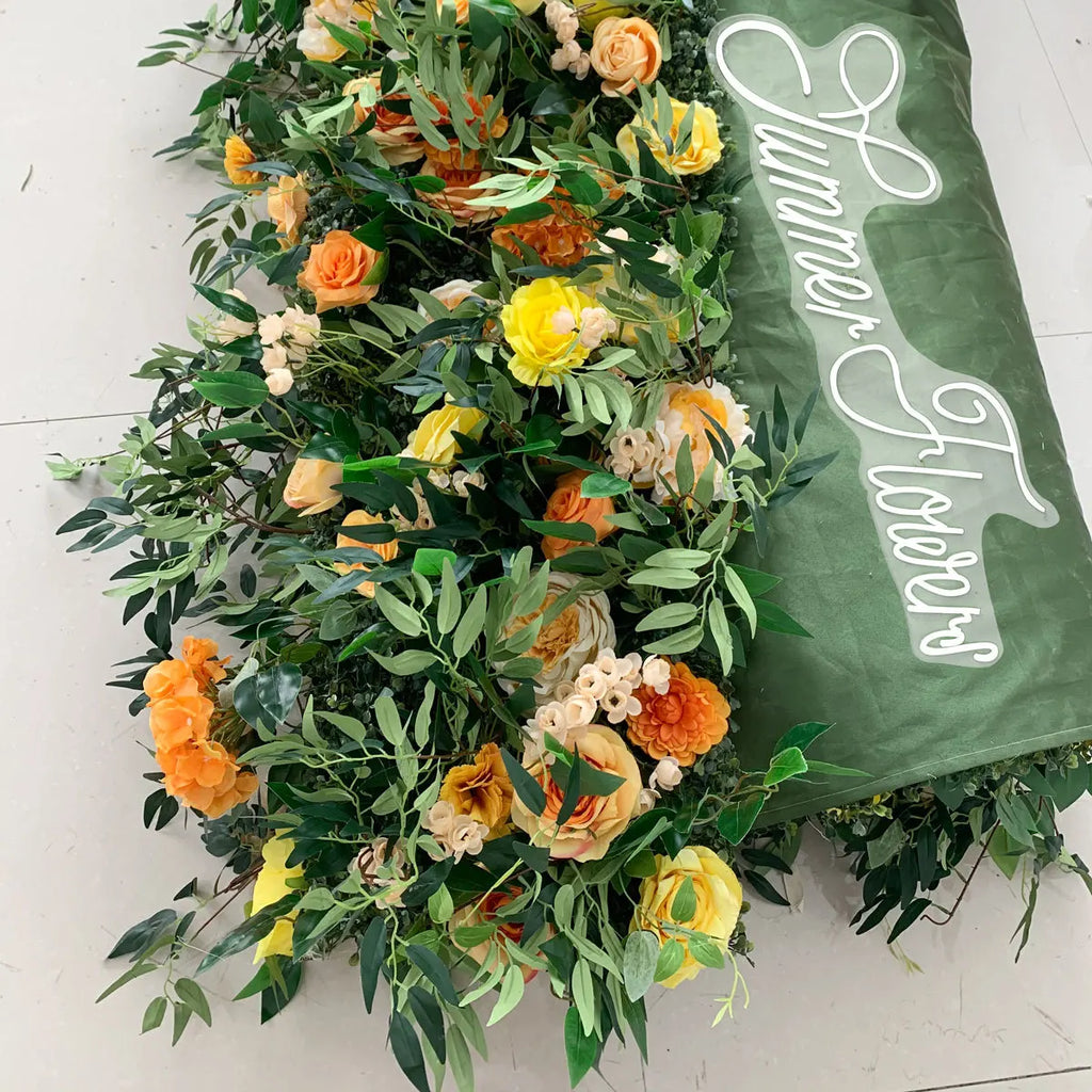 Artificial Flower Wall Panel Backdrop for Weddings Decorative Roll Stand and Frame Included