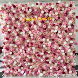 Customized 3D Silk Roll up Cloth Back Drop Panel 8ft X 8ft Wedding Events Artificial Red Rose Flower Wall Backdrop for Wedding - 8*8ft,10*10ft,Custom / 9