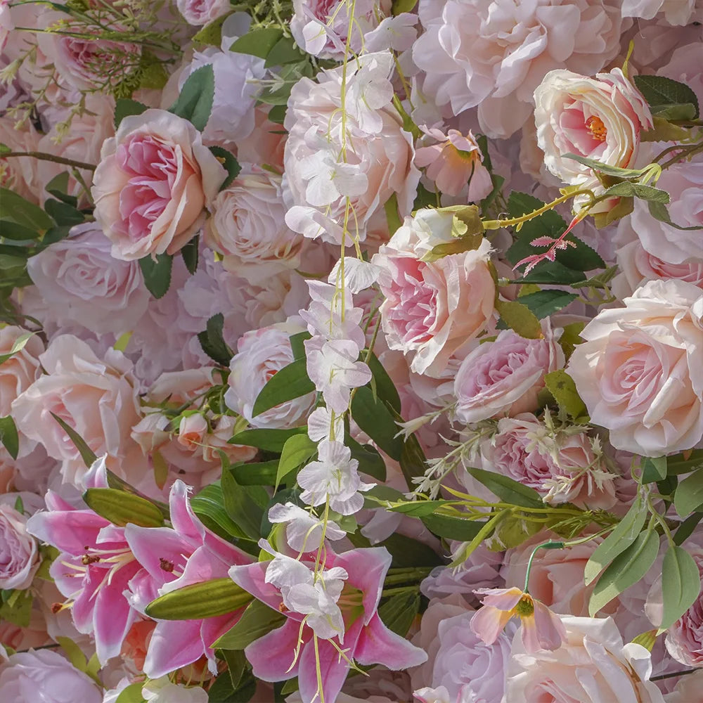 2x2M Flower Wall Panel 3D Silk Rose Floral Wall Decor for Wedding Home Decor Background Shop Party Photo Arrangement