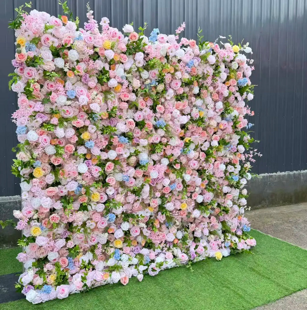 W-B040 New Flower Wall 5D Rolled up Backdrop Flower Wall Party Wedding Decorative Flowers Wall for Birthday Party