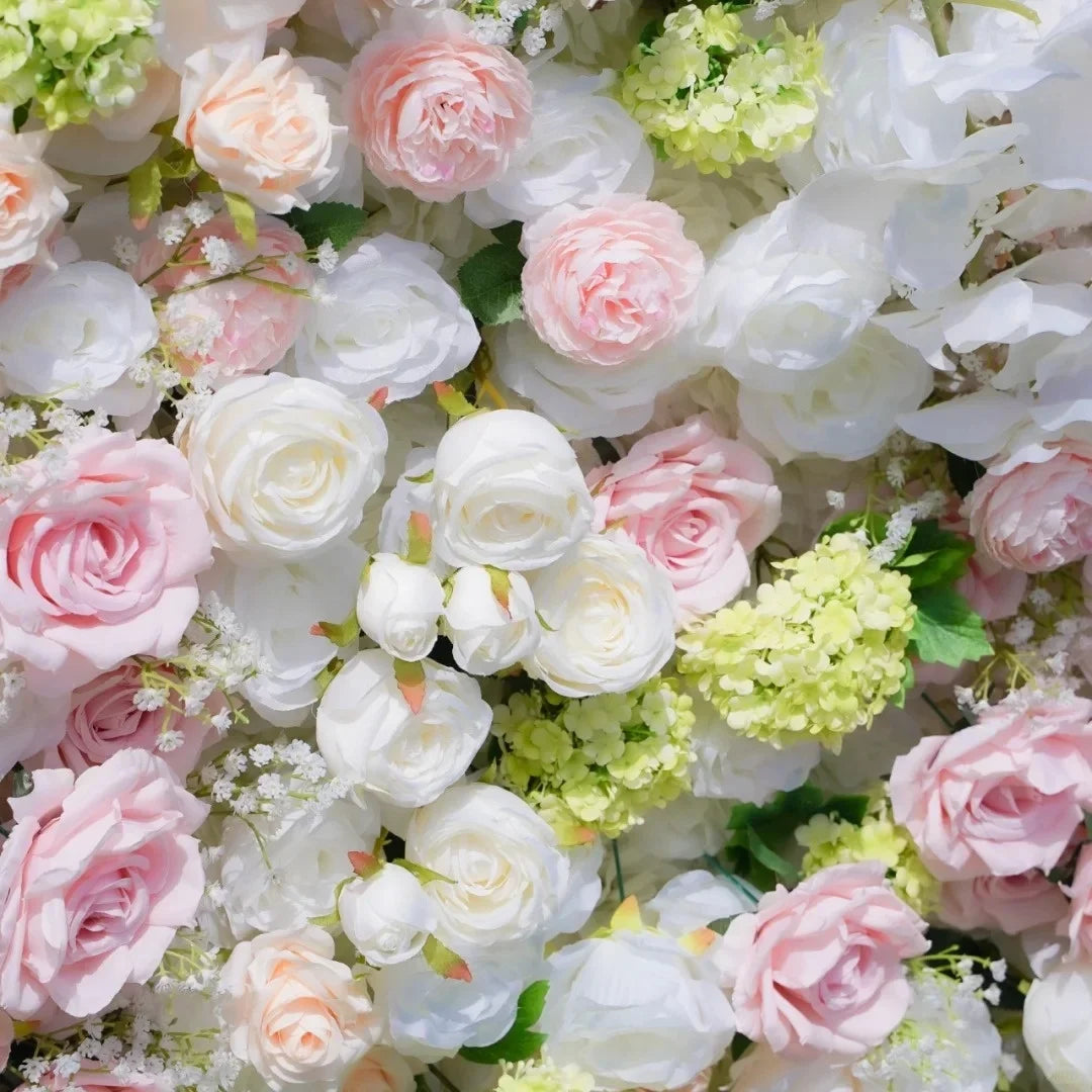 Wholesale Cloth Base Artificial Rose Flower Wall Background Wedding Decoration Sign-in Flower Row for Reception Flower Wall