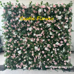 Custom OEM ODM Artificial Flower Wall 3D Mixed Silk Artificial Flowers Handmade Roll up Backdrop for Wedding Event Party Decor - 8ft*8ft, 10ft*10ft, Customized / FW661