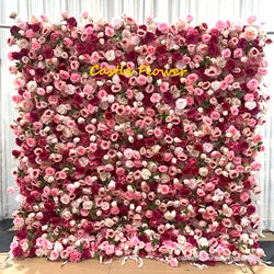 O-W011 8ft X 8ft  Roll up Cloth Flower Wall Backdrop Events Wedding Decor Artificial Flowers Wall Silk Rose Wall Flower Decor - 60cm x 40cm,8ft *8ft, 10ft*10ft / #071