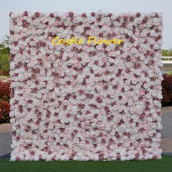 O-W011 8ft X 8ft  Roll up Cloth Flower Wall Backdrop Events Wedding Decor Artificial Flowers Wall Silk Rose Wall Flower Decor - 60cm x 40cm,8ft *8ft, 10ft*10ft / #010