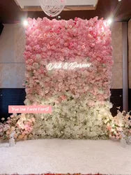 Wedding Party Event Decor  Flower Wall Panel  3D Roll up Fabric Cloth Artificial Silk Rose Flower Wall Backdrop - 1*1m