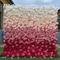 High Quality 3D Silk Floral Panel Custom 5D/8D Artificial Rose Flower Wall Wedding Christmas Graduation Stage Background - #27