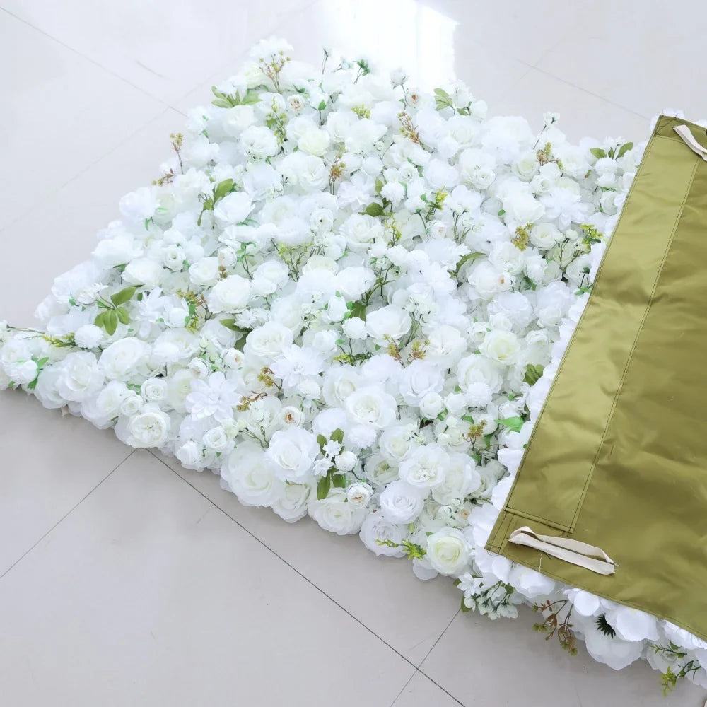 Modern Simple Style White 5D Artificial Flower Wall Outdoor Wedding Backdrop Professional Event Party Decoration Aisle Entrance