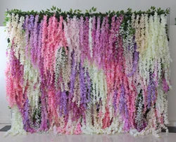 A01 Custom Pink White Floral Wall Panel Backdrop 3D 5D Roll up Zipper Fabric Artificial Silk Rose Flower Wall for Wedding Decor - #39 372