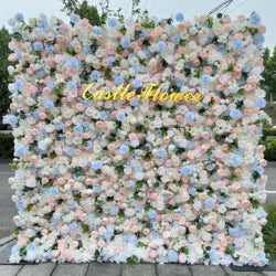 Custom OEM ODM Artificial Flower Wall 3D Mixed Silk Artificial Flowers Handmade Roll up Backdrop for Wedding Event Party Decor - 8ft*8ft, 10ft*10ft, Customized / FW668