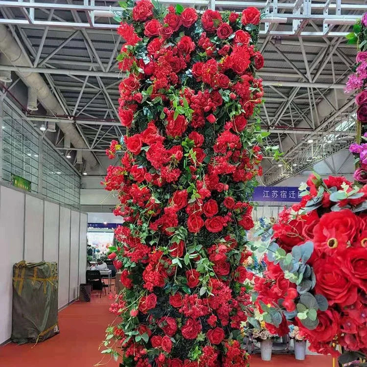 New Design 40x60cm Plastic Grid Artificial Flower Wall 3d Wedding Flower Wall Panel Backdrop