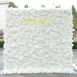 O-W011 8ft X 8ft  Roll up Cloth Flower Wall Backdrop Events Wedding Decor Artificial Flowers Wall Silk Rose Wall Flower Decor