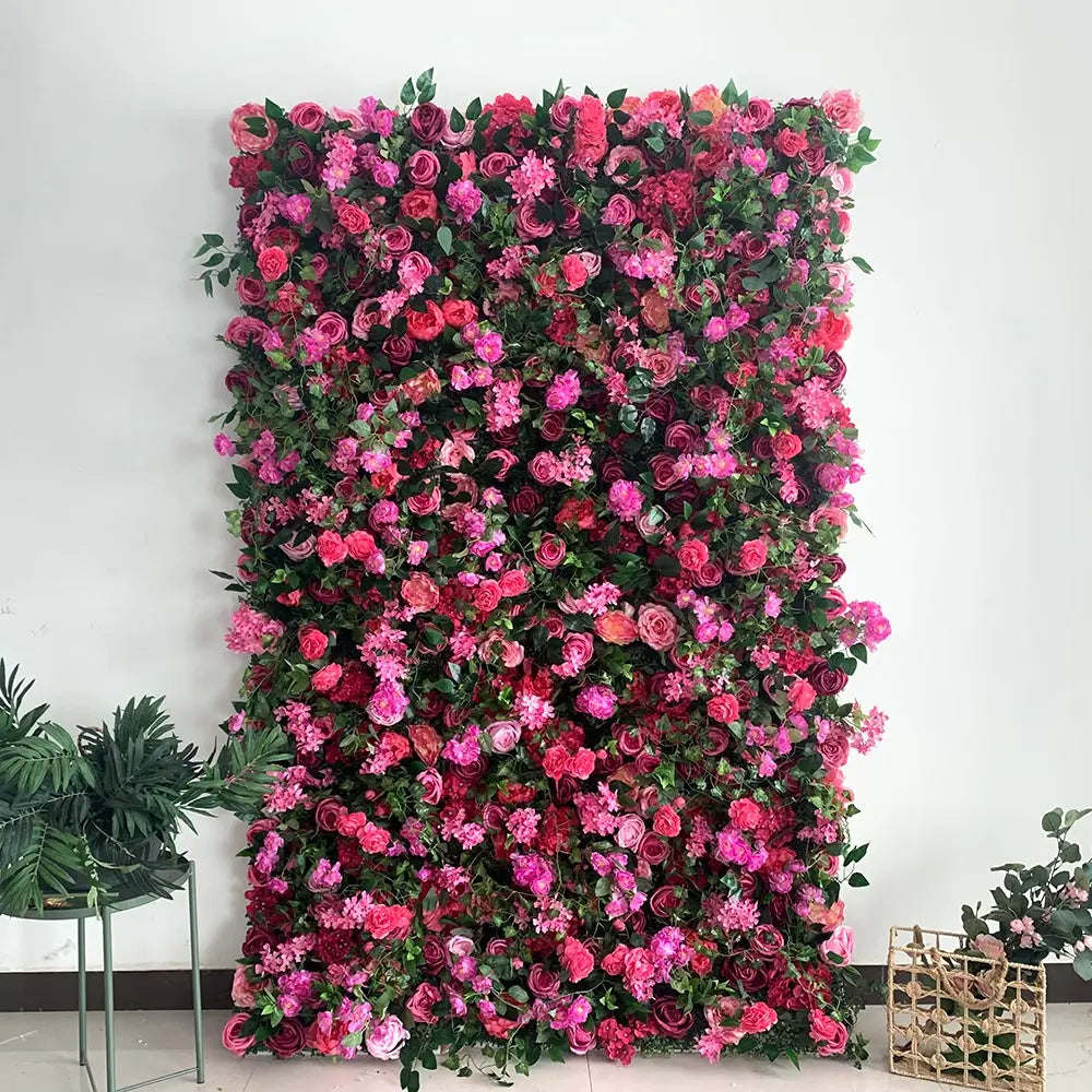 New Design 40x60cm Plastic Grid Artificial Flower Wall 3d Wedding Flower Wall Panel Backdrop