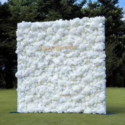Wedding Party Event Decor  Flower Wall Panel  3D Roll up Fabric Cloth Artificial Silk Rose Flower Wall Backdrop - 1*1m   6