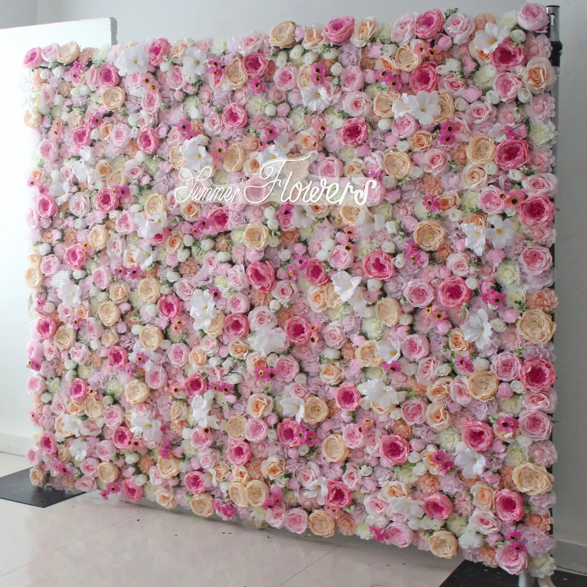 Custom 3d/5d Cloth Flower Wall Wedding Artificial Silk Rose Flower Wall Panel Backdrop Decorative Artificial Flower Wall