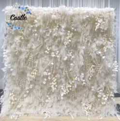 O-W011 8ft X 8ft  Roll up Cloth Flower Wall Backdrop Events Wedding Decor Artificial Flowers Wall Silk Rose Wall Flower Decor