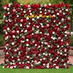 O-W011 8ft X 8ft  Roll up Cloth Flower Wall Backdrop Events Wedding Decor Artificial Flowers Wall Silk Rose Wall Flower Decor - 60cm x 40cm,8ft *8ft, 10ft*10ft / #024