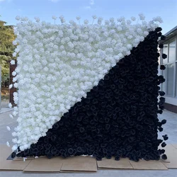 A01 Custom Pink White Floral Wall Panel Backdrop 3D 5D Roll up Zipper Fabric Artificial Silk Rose Flower Wall for Wedding Decor - #81 CA007