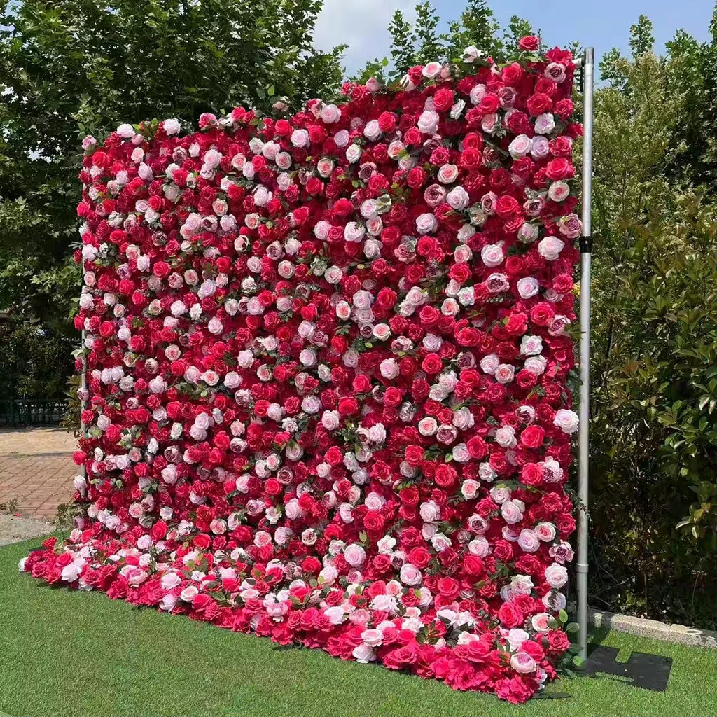 Custom Size Elegant Silk Artificial Floral Backdrop Wall Rose Flower Wall for Wedding Valentine's Day Christmas Party Event