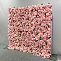 Floral Wall Panel White Flower Arch for Wedding Party Supplies 8ft X 8ft square Blue purple Artificial Flower Wall Backdrop - 3.3*3.3in / Pink square meters-10