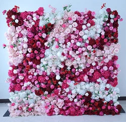 F198 Luxury Restaurant Wall Backdrop Decor Burgundy Flower Mat Artificial 3D 5D Red Faux Silk Rose Flower Wall for Wedding Event - 8ft x 8ft , 4ft x 8ft , 10ft x 8ft , or Custom / 87