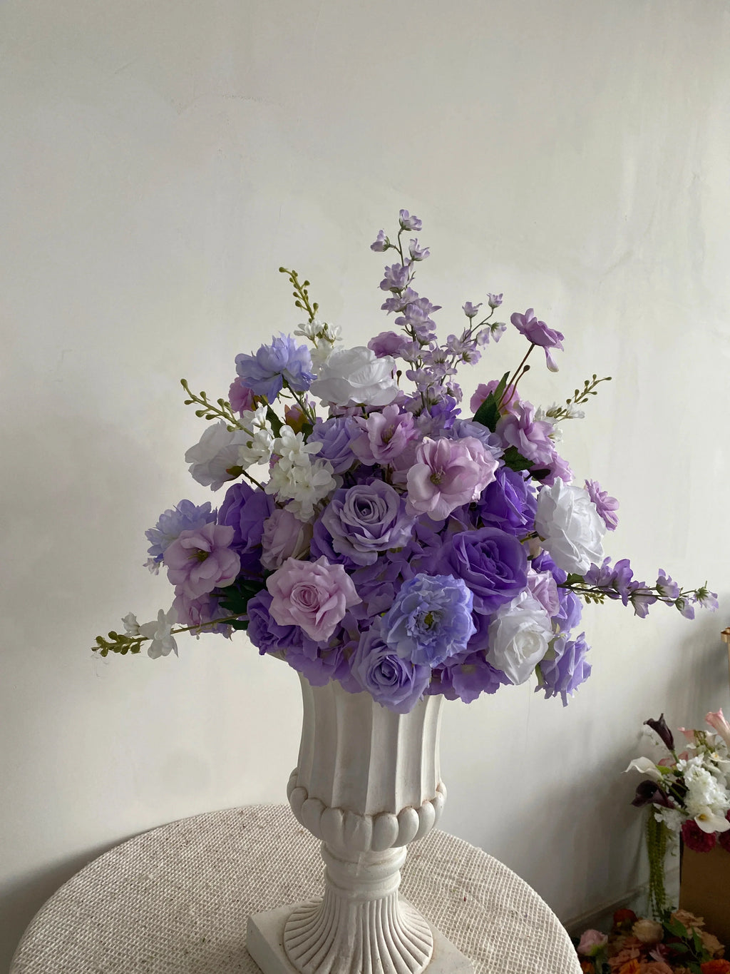 W-B041 New Purple Flower Wall 5D Rolled up Backdrop Flower Wall Party Wedding Decorative Flowers Wall for Birthday Party