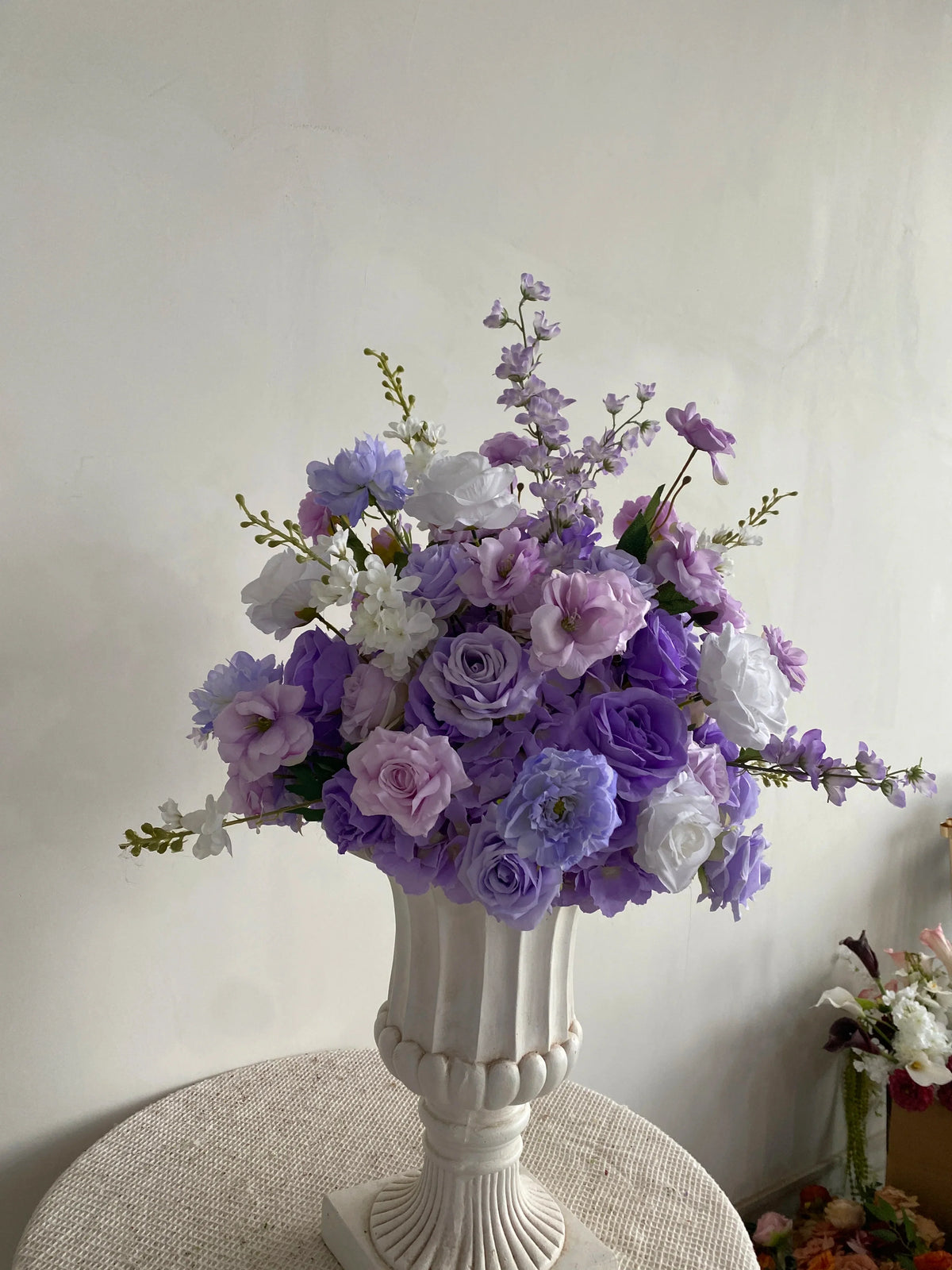 W-B041 New Purple Flower Wall 5D Rolled up Backdrop Flower Wall Party Wedding Decorative Flowers Wall for Birthday Party