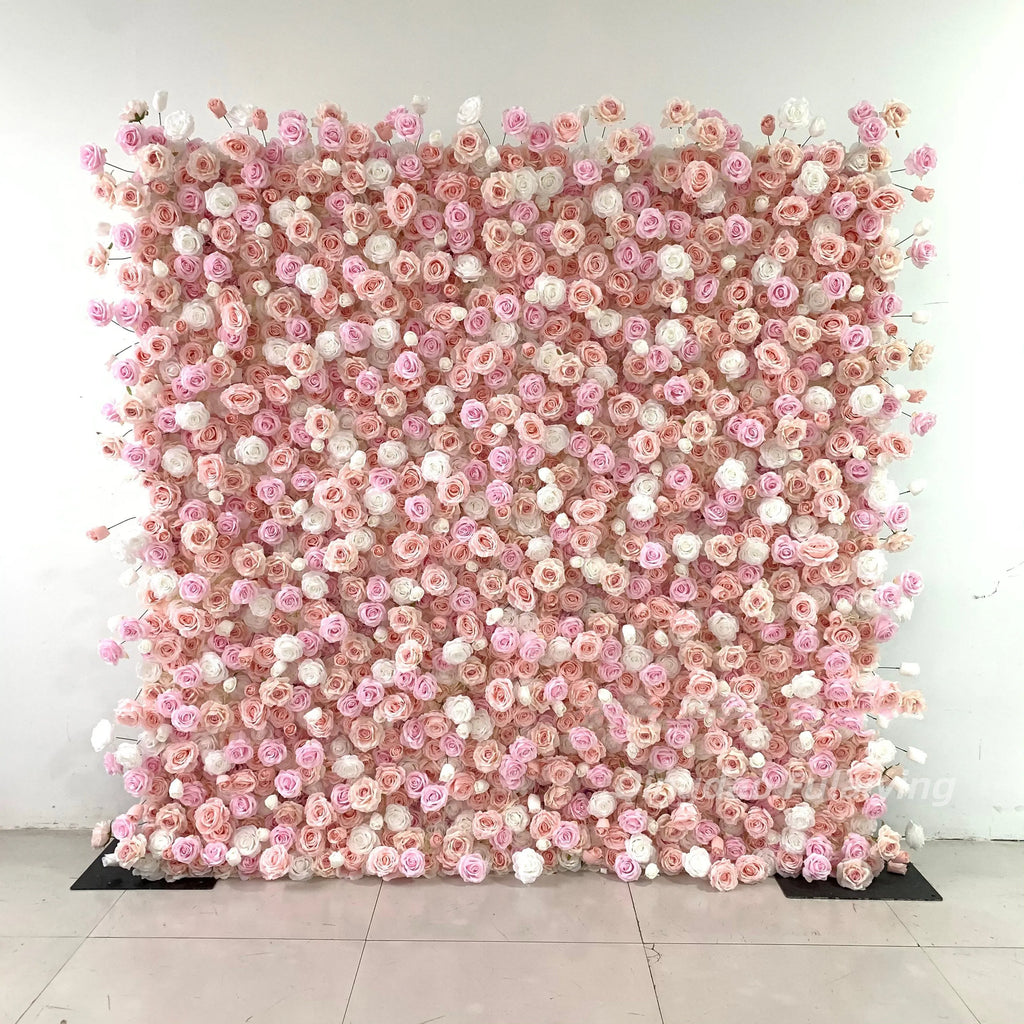 Factory Wholesale Price Silk Artificial High Quality Flower Wall Stand 8ft Customizable Size Wedding Backdrop Decor