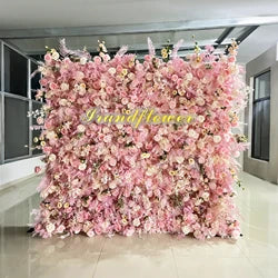 8x8 ft Silk Flower Wall Panel Square Artificial Floral Backdrop for Wedding Hotel Banquet Event Decoration