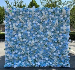 White Baby Breath Rose Artificial Flower Wall Backdrop Roll up 5D Simulation Floral Wall Wedding Banquet Hall Event Photo