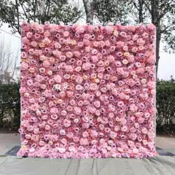 Wholesale Artificial Flower Wall 8ft X 8ft White Roll up Flower Wall Panel Silk Rose Wall Backdrop for Wedding Decoration - customizable / HQ248