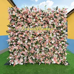 8x8 ft Silk Flower Wall Panel Square Artificial Floral Backdrop for Wedding Hotel Banquet Event Decoration - 8ft*8ft / White 9