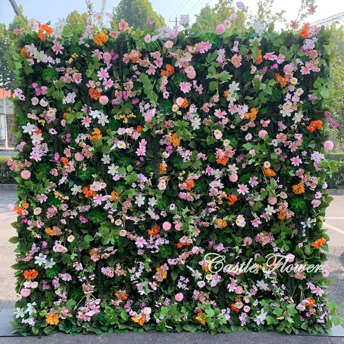 Custom OEM ODM Artificial Flower Wall 3D Mixed Silk Artificial Flowers Handmade Roll up Backdrop for Wedding Event Party Decor