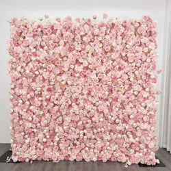 DKB Custom Wedding Decoration Roll up Flower Wall 3D Floral Cloth Flower Wall White Rose Flower Wall Backdrop for Wedding Decor