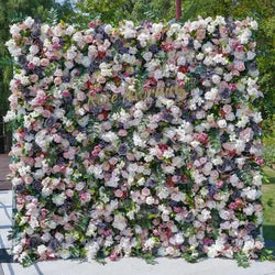 Wedding Party Event Decor  Flower Wall Panel  3D Roll up Fabric Cloth Artificial Silk Rose Flower Wall Backdrop - 1*1m   18