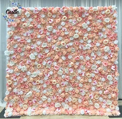 O-W011 8ft X 8ft  Roll up Cloth Flower Wall Backdrop Events Wedding Decor Artificial Flowers Wall Silk Rose Wall Flower Decor - 60cm x 40cm,8ft *8ft, 10ft*10ft / #014